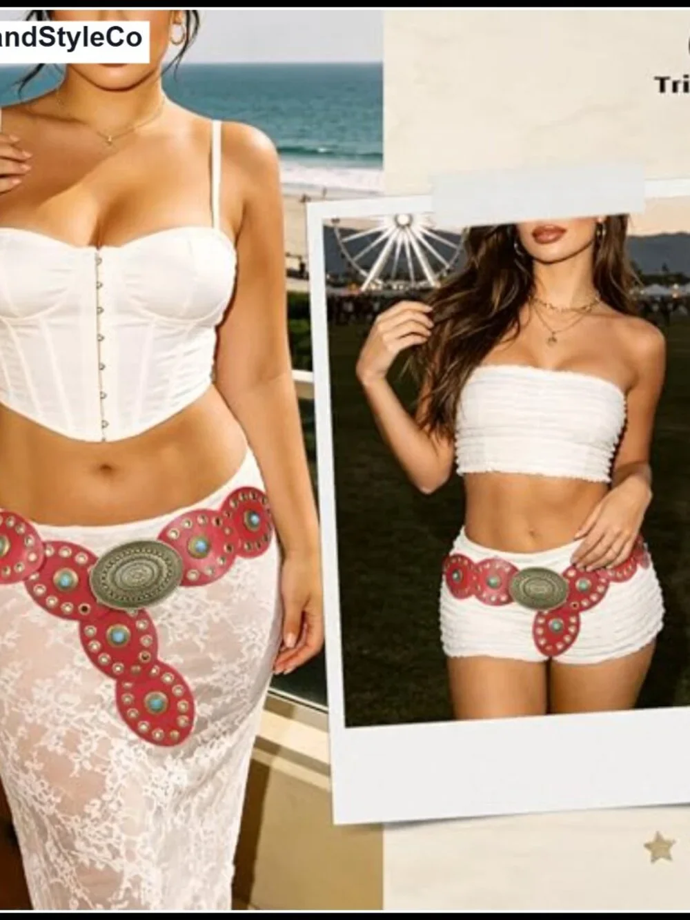 Western Belt for Women Wide PU Leather Concho Disc Belt Boho Country